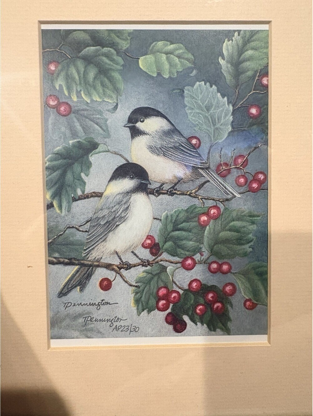 Vintage Framed Chickadee Bird Print – Pennington Cottage Decor Wall Art